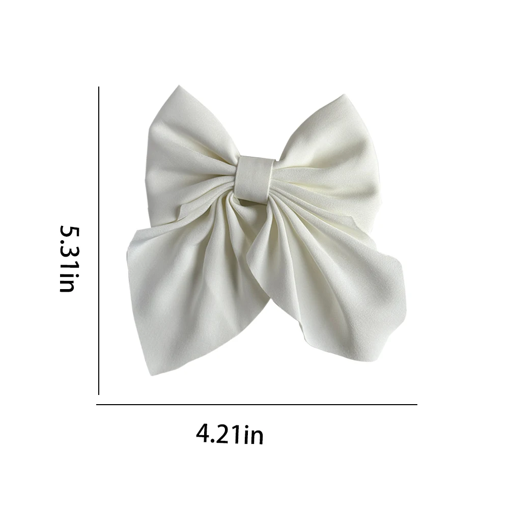 Color: GRAY - Elegant Bow Ribbon Hair Clip Fashion Simple Solid Satin Spring Clip Hair Pin Retro Headband with Clips Girls Hair Accessories