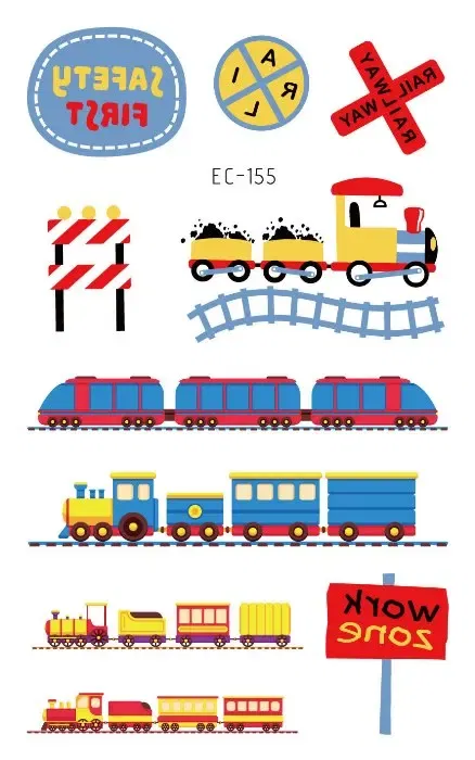 Color: Brown - 1Sheets Vehicle Temporary Tattoo Small Cars Helicopter Train Steamship Hot Air Balloon Kid Waterproof Fake Tattoo Sticker