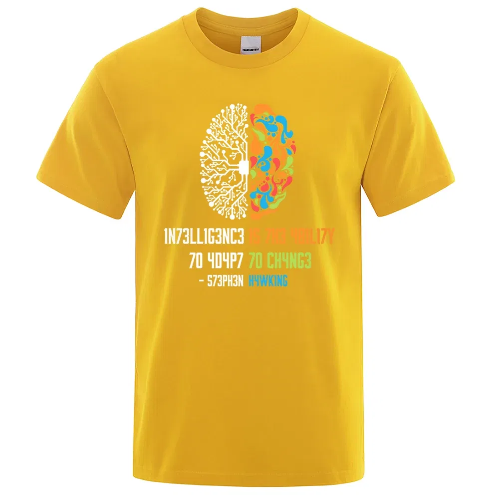 Color: Lavender, Size: S - Intelligence Is The Ability To Adapt To Change Tops Men Women Shirt Loose Clothing Loose Cotton Oversize Tshirt Hip Hop Tops