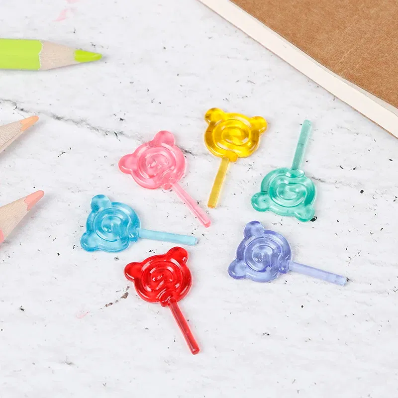 Color: WHITE - 6Pcs 1:12 Scale Doll Accessories Bear Shape Lollipop Simulation For Dollhouse Miniature Toy Doll Mini Resin Food Kitchen Gift
