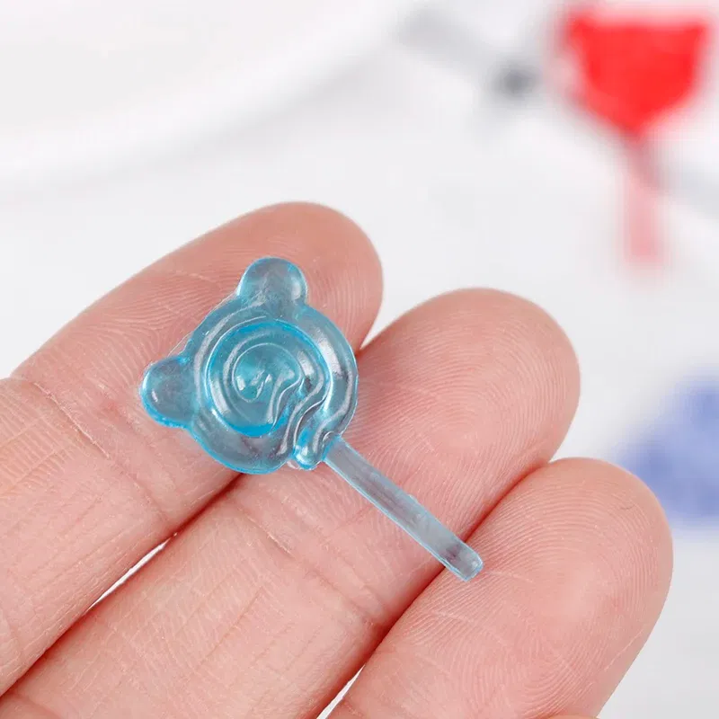 Color: WHITE - 6Pcs 1:12 Scale Doll Accessories Bear Shape Lollipop Simulation For Dollhouse Miniature Toy Doll Mini Resin Food Kitchen Gift