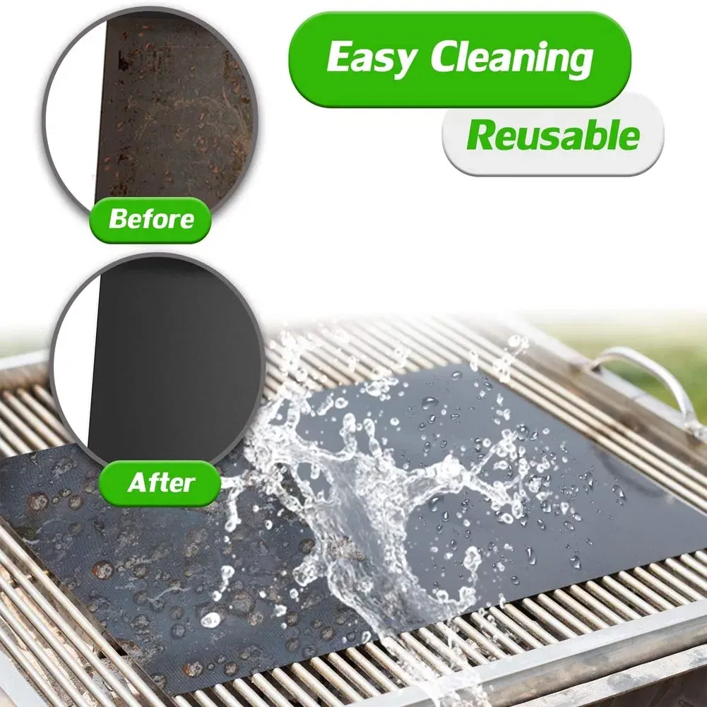 Color: grey - BBQ Grill Mat Non-stick Mat Heat Resistant Grill Mat Outdoor Baking Reusable Barbecue Party Mat 40x33cm Grill Accessories