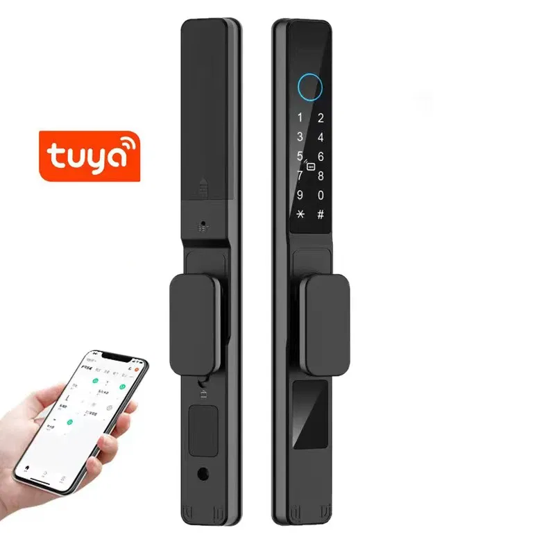Color: Orange Yellow, Ships From: CHINA - Tuya Smartlife WiFi Remote Control Waterproof Smart Lock Sliding Aluminum Door Digital Password Card Fingerprint Electronic Lock