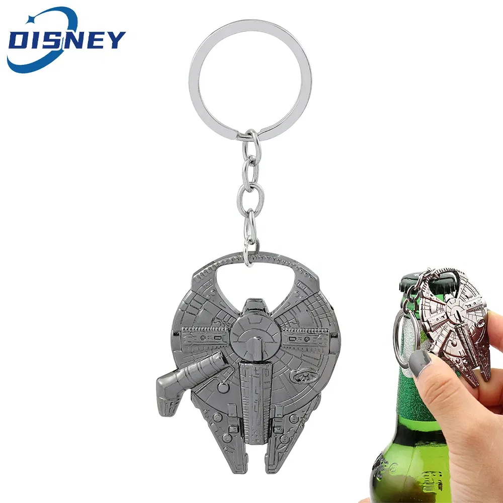 Color: GRAY, Ships From: CHINA - Disney Star Wars Keychain Spaceship Darth Vader Robot BB 8 Metal Pendant KeyRings Beer Bottle Opener Movie Jewelry for Men Gifts