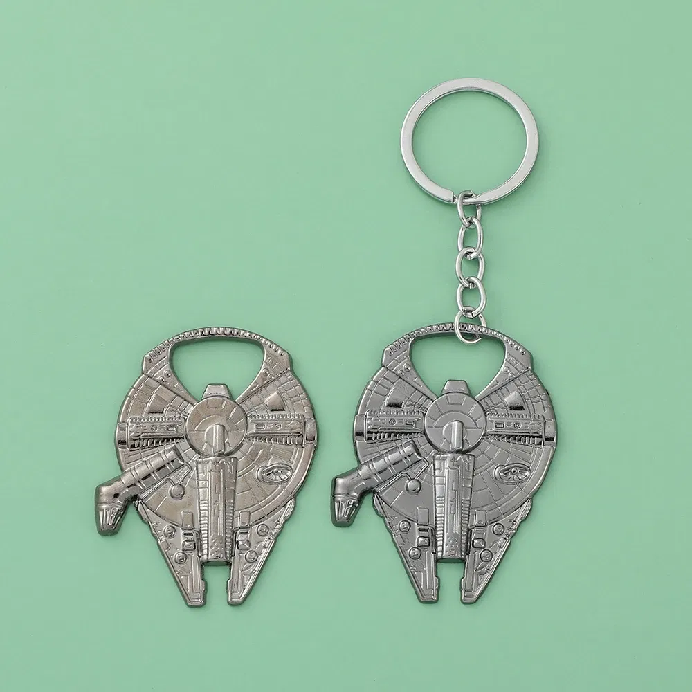 Color: GRAY, Ships From: CHINA - Disney Star Wars Keychain Spaceship Darth Vader Robot BB 8 Metal Pendant KeyRings Beer Bottle Opener Movie Jewelry for Men Gifts