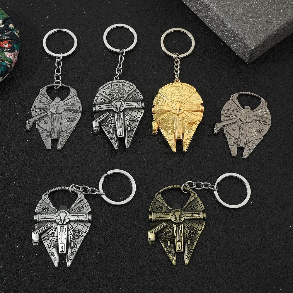 Color: GRAY, Ships From: CHINA - Disney Star Wars Keychain Spaceship Darth Vader Robot BB 8 Metal Pendant KeyRings Beer Bottle Opener Movie Jewelry for Men Gifts