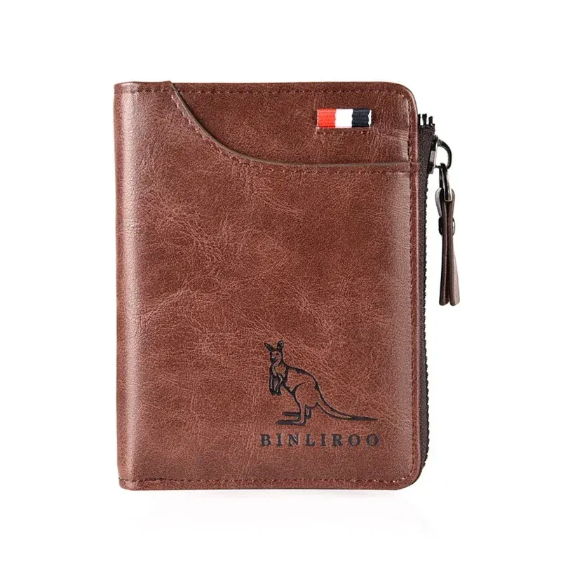 Color: black - Luxury Designer Leather Men's Wallet RFID Zipper Card Holder Wallets for Men Portable Short Male Wallets Handbag