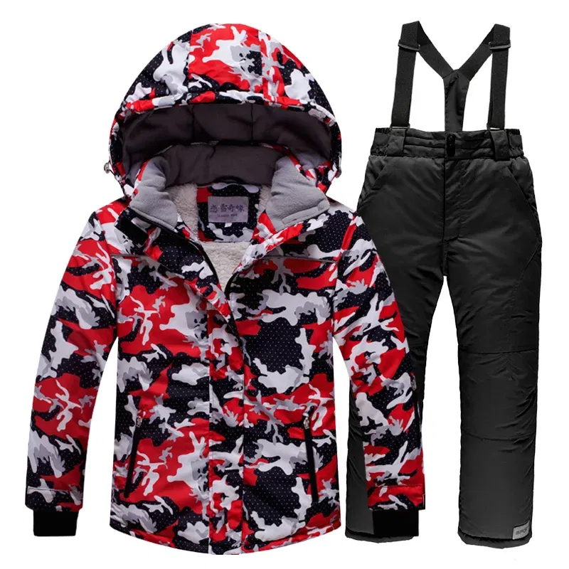 Color: black, Kid Size: 14 - RAISE -30 Degree Russian Winter Children Ski Suit Waterproof Plus Velvet Warm Hooded Coat Boy Overalls 3-20 Years Girl Snowsuits