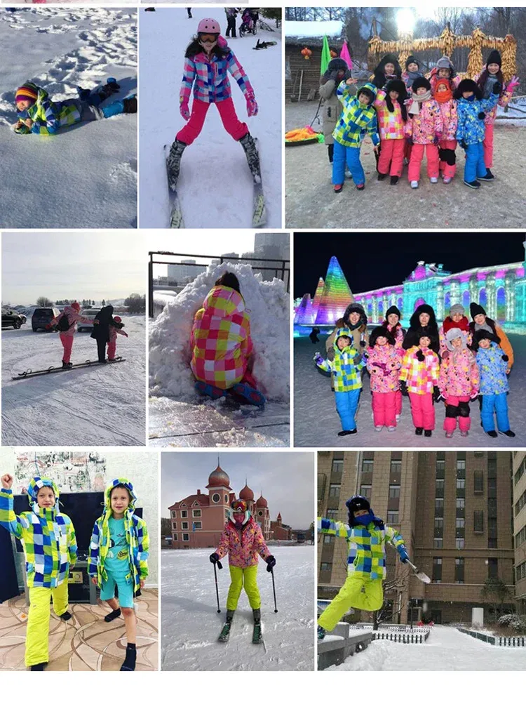 Color: black, Kid Size: 14 - RAISE -30 Degree Russian Winter Children Ski Suit Waterproof Plus Velvet Warm Hooded Coat Boy Overalls 3-20 Years Girl Snowsuits