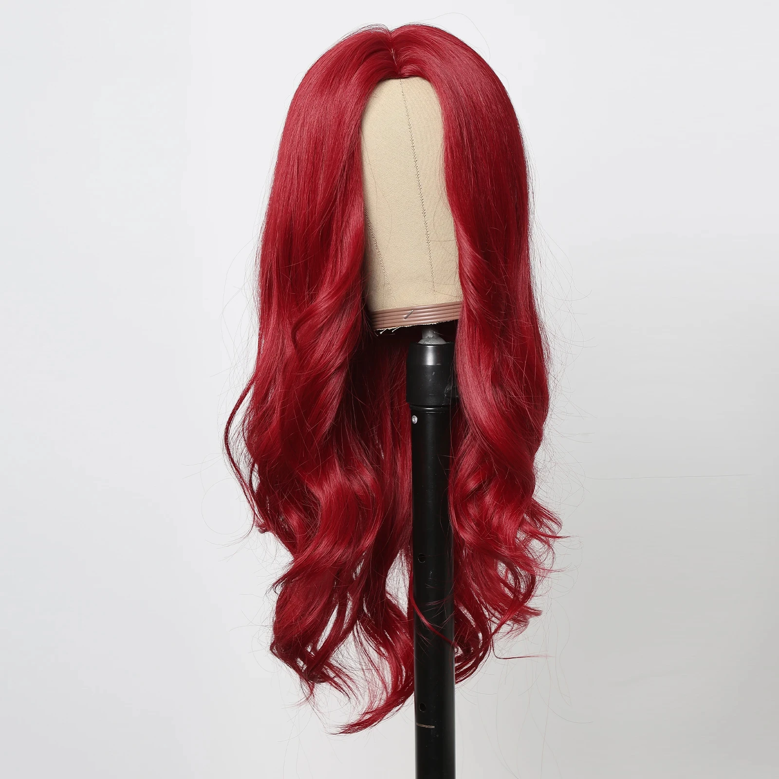 Color: #5 - Red Synthetic Wigs Long Body Wavy Wig Natural Hairline Daily Red Hair Heat Resistant Fiber Smooth Party Cosplay Wig