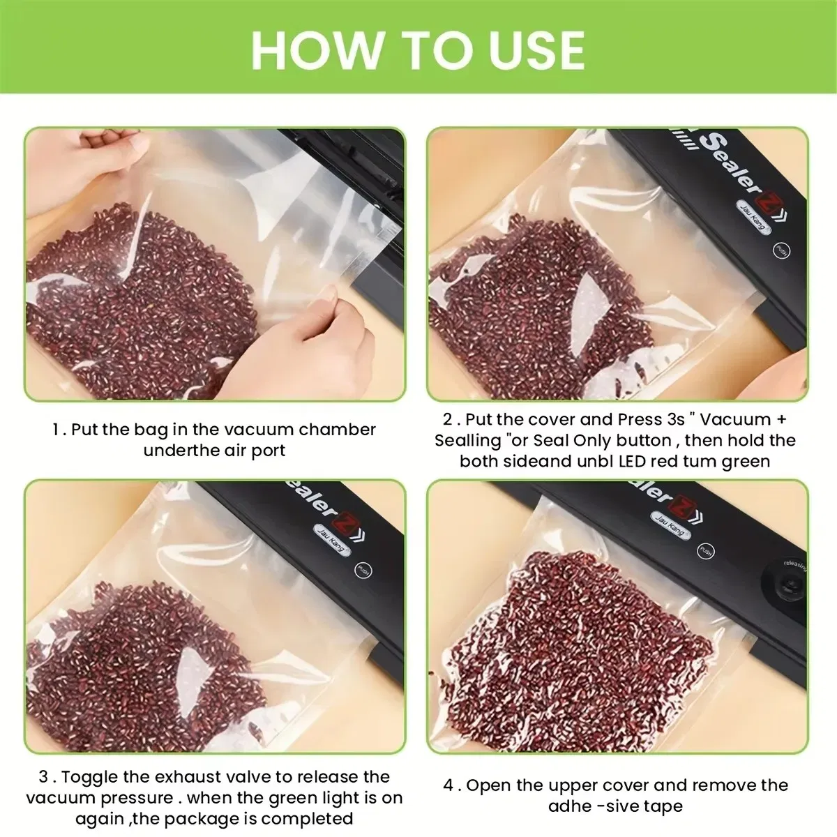 Color: Gold - Electric Vacuum Sealers Food Sealer Machine Foods Fresh Storage Vacuum Sealer Machine Plastic Bags Sealer For Storage Food