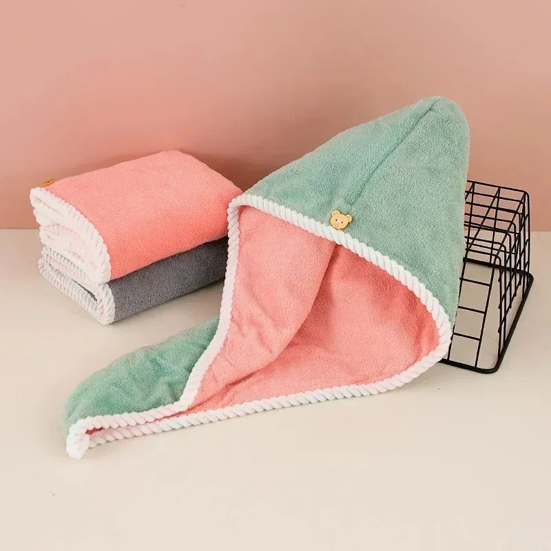 Color: Light Grey - Double-Layered Ultra-Absorbent Microfiber Hair Towel Quick-Dry Design for Shower Gym & Spa Use