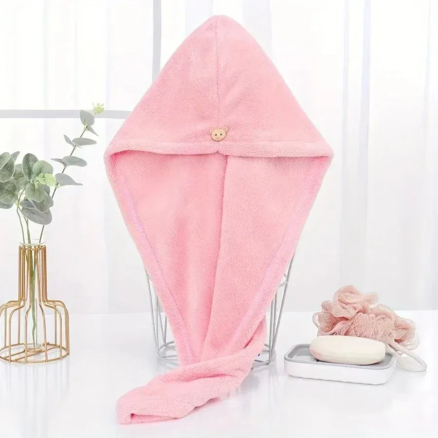 Color: Light Grey - Double-Layered Ultra-Absorbent Microfiber Hair Towel Quick-Dry Design for Shower Gym & Spa Use