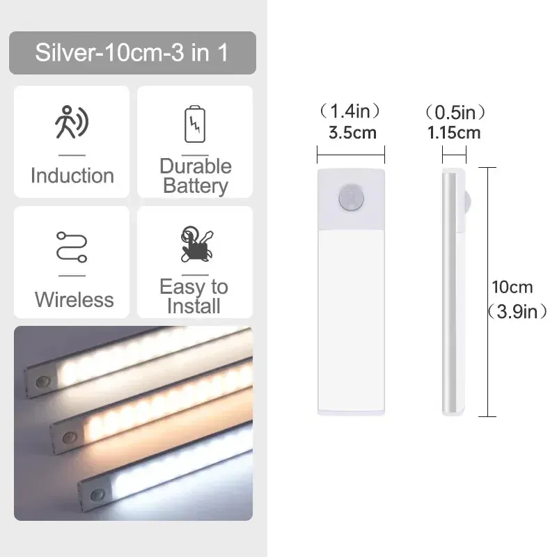 Emitting Color: Blue - Under Cabinet Lights LED Motion Sensor Night Light Thin Rechargeable Dimmable Lamps Kitchen Cabinet Bedroom Wardrobe Lighting