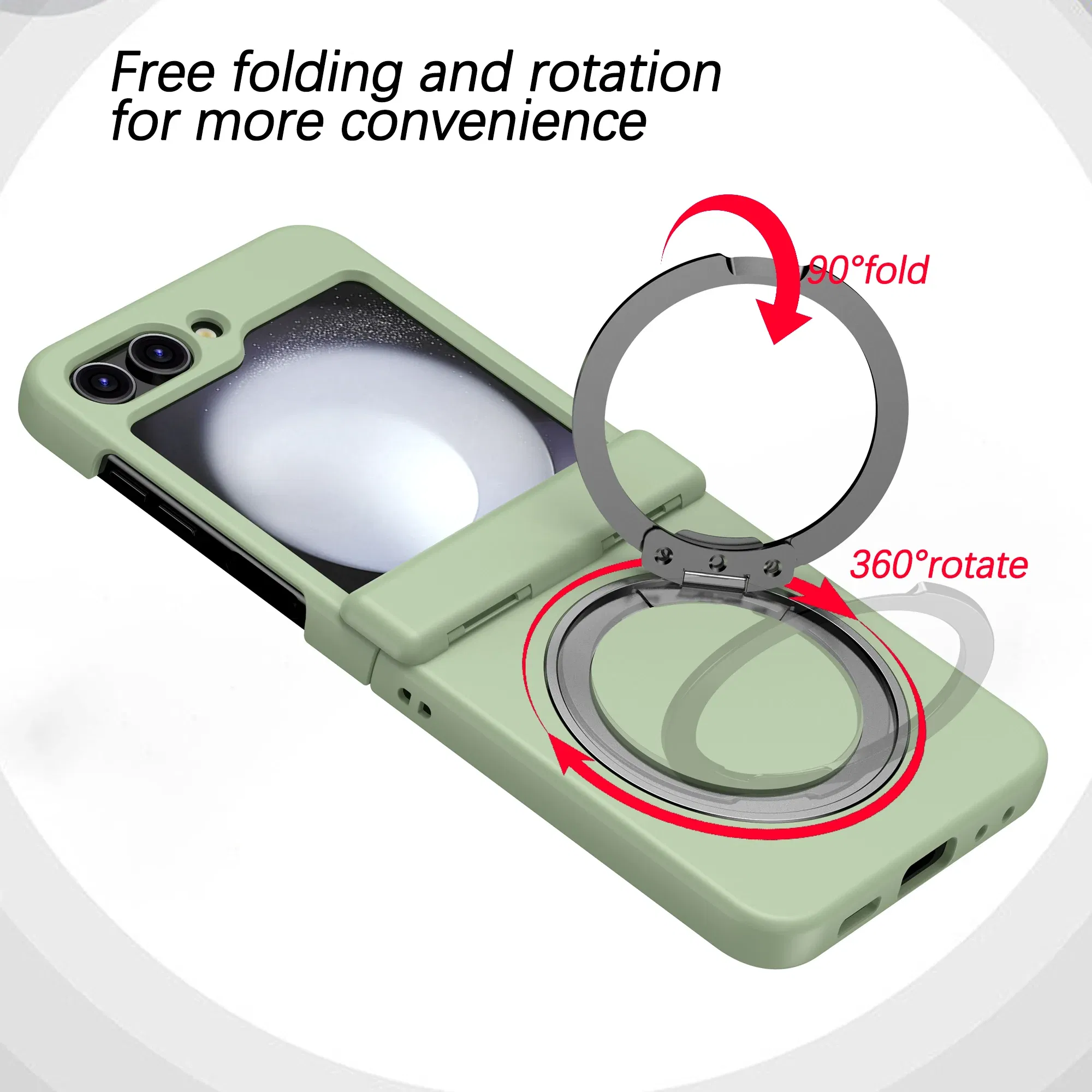 Color: Brown, Material: ABS - 360?° Rotating Holder Phone case For Samsung Galaxy Z Flip 5 Magsafe Wireless charge 360 Degree Ring Magnetic stand Phone Cover