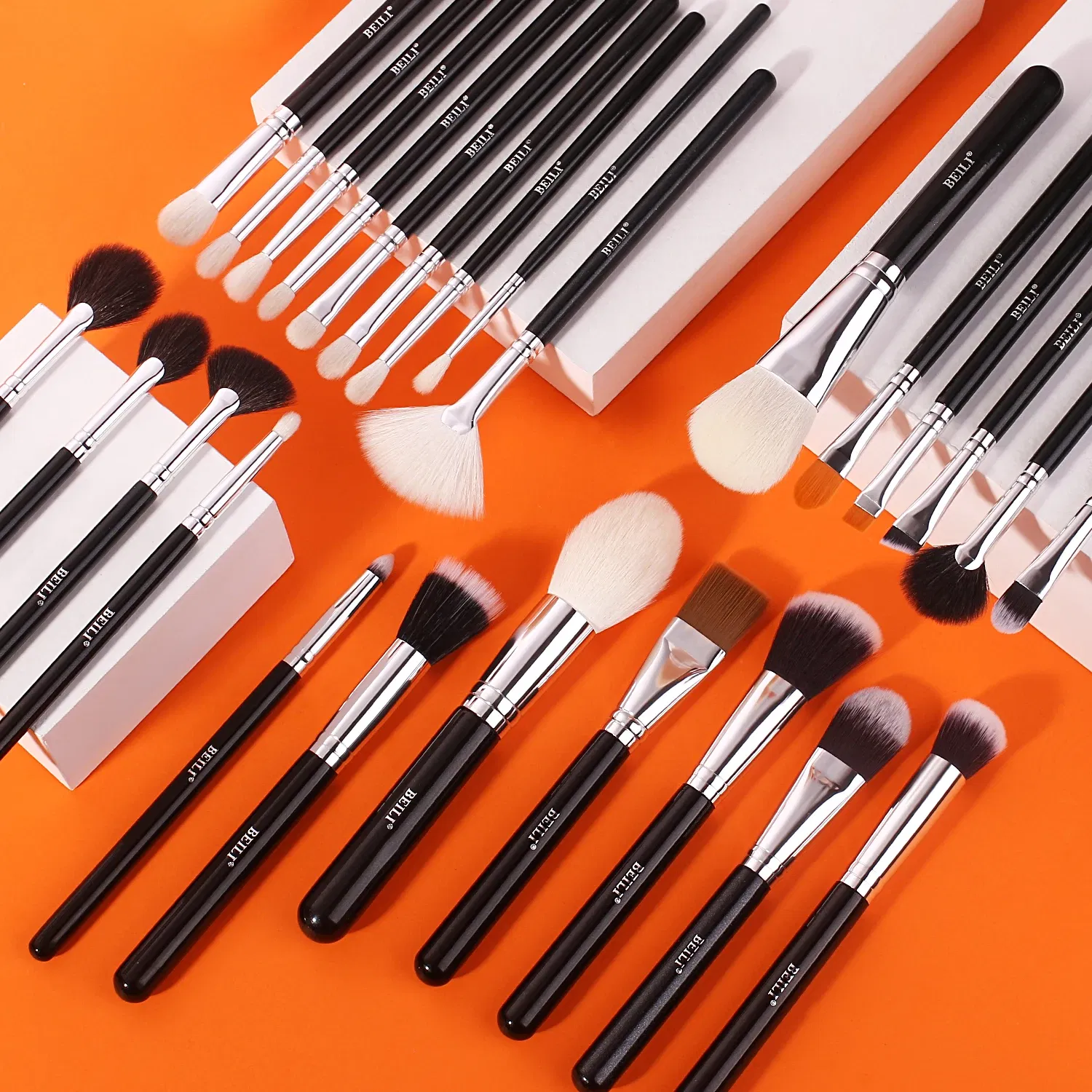 Handle Color: Green, Ships From: spain - BEILI Makeup Brush Set with Holder 30-42Pcs Professional Foundation Powder Blush Eyeshadow Blending Brushes Kit Make Up Tools