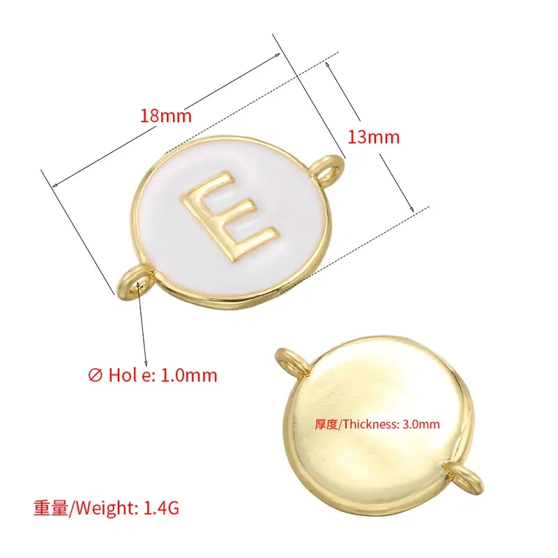 Color: Gold - ZHUKOU 13x18mm white brass 26 letters jewelry connector for women bracelet necklace handmade jewelry accessories model: VS440