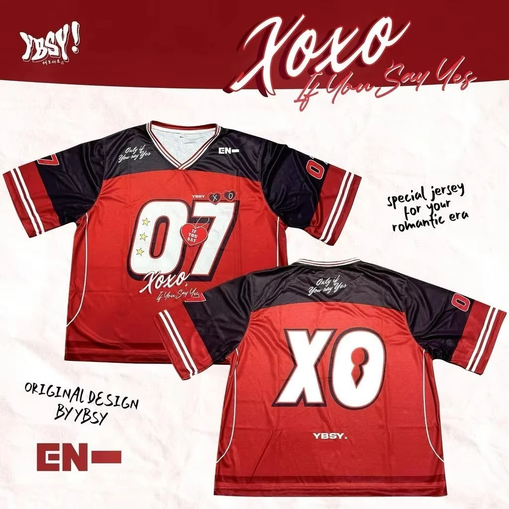 Color: Beige, Size: M - 2025 Summer New EN Special Jersey X.O Women's V-neck Loose Breathable T-shirt Street Fashion Casual Retro Y2K Hip Hop Shirt