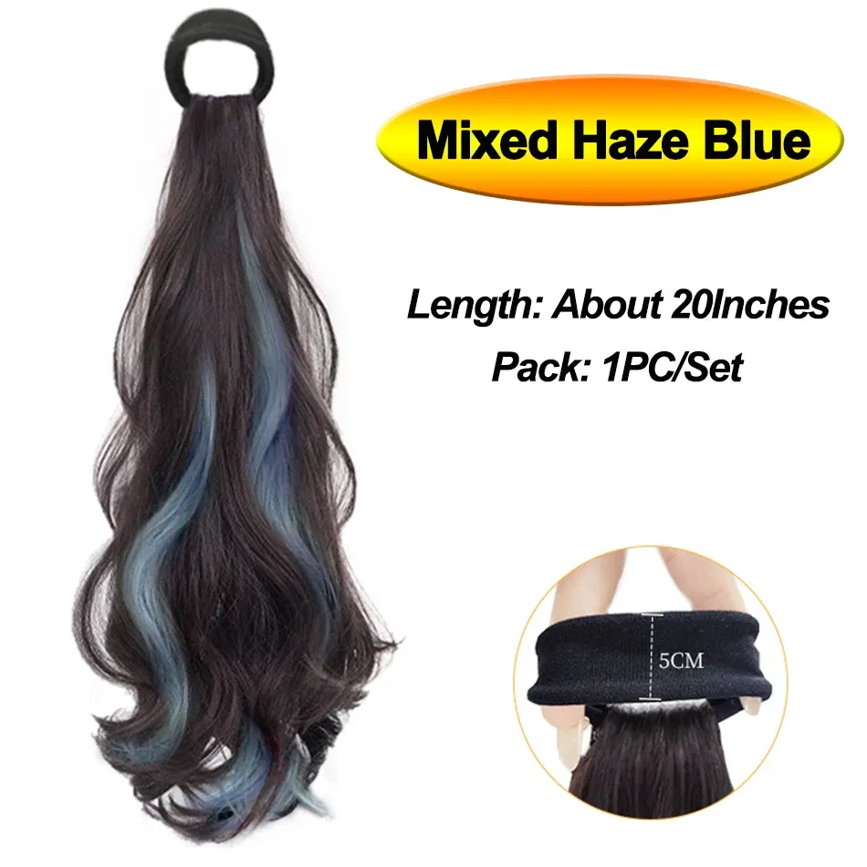 Color: T1B/4/30, Stretched Length: 20inches - Synthetic Ponytails Hair Extension With Rubber Band Long Curly Wavy Layered Ponytail For Women Daily Use Heat Resistant Hair Wig