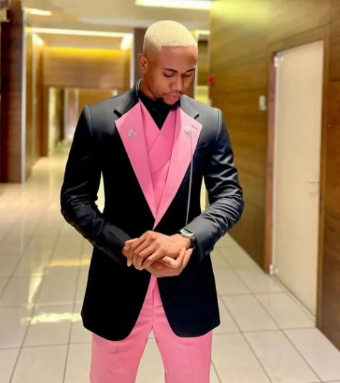 Color: Beige, Size: 4XL - Black Pink Men Suits Wedding Prom Party Suit Single Breasted Blazer Sets Costume Homme trajes de vestir para hombre 3 Pieces