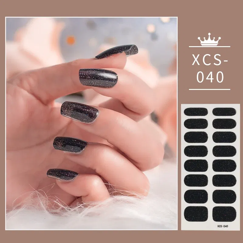 Color: Camel Color - Rose Red Shiny Twinkle Full Cover Nail Stickers Sticker For Nails Self Adhesive Nail Sticker Fashion Nail Stickers Beauty