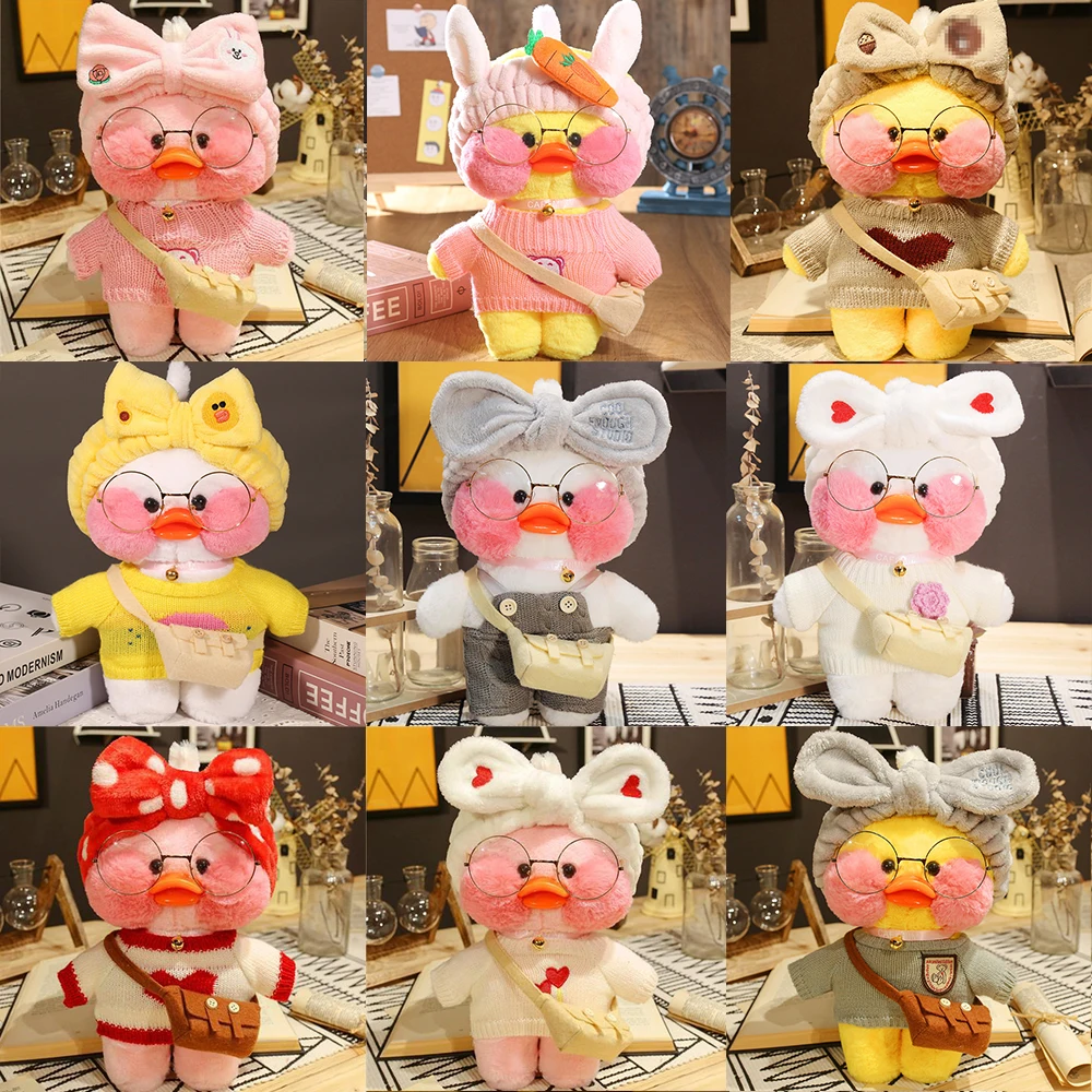 Color: DEEP BLUE, Height: 11cm-30cm - 30cm Kawaii Lalafanfan Duck Plush Toy Cartoon Lalafanfan Duck Doll Soft Stuffed Animal Plushie Birthday Gifts For Girl Children