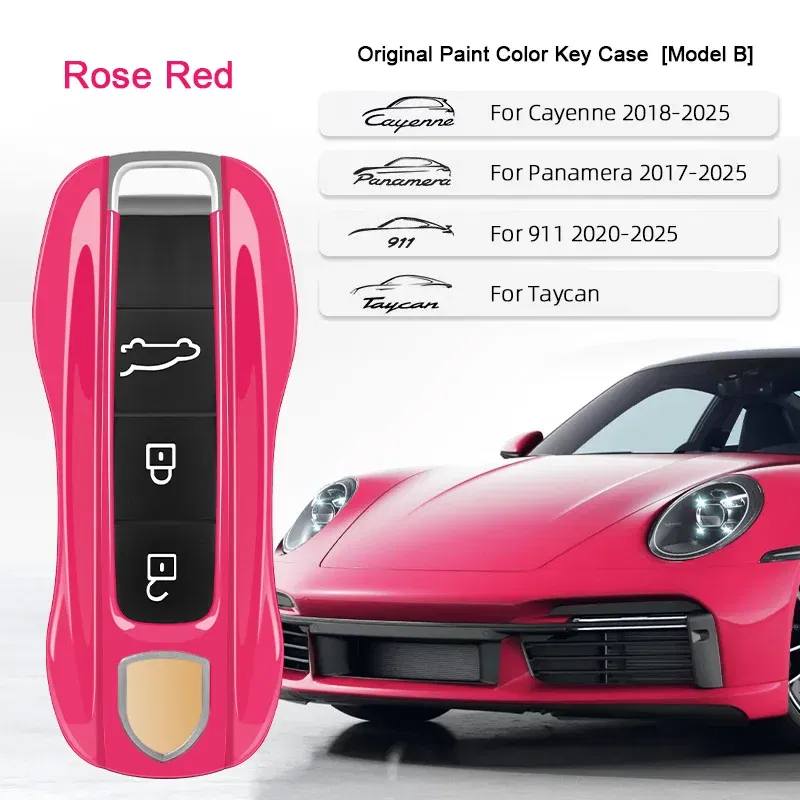 Color Name: ROYAL BLUE - For Porsche Cayenne 9ya 9yb Panamera 971 911 Targe Taycan Macan 95b Cayman 718 Boxster 2014-2025 Car Remote Smart Key Case Cover
