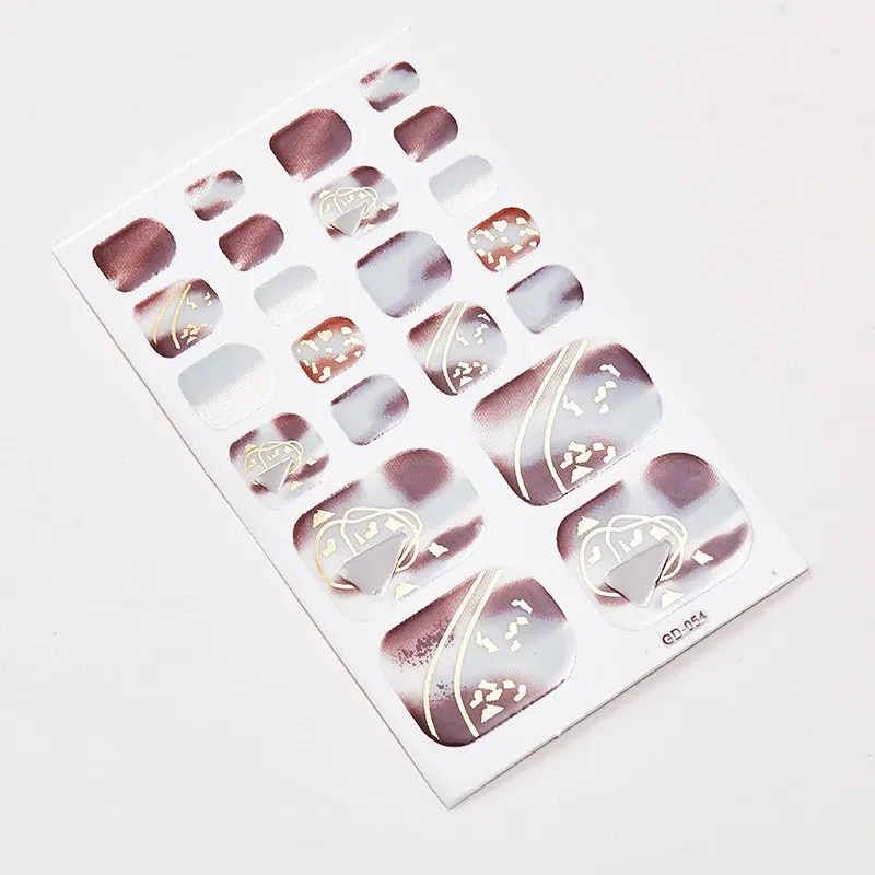 Color: wine red - 22 Tips/Sheet Women Salon Nail Wraps DIY Self Adhesive Nail Sticker Decals Plain Stickers Nails Sticker Designer Designed