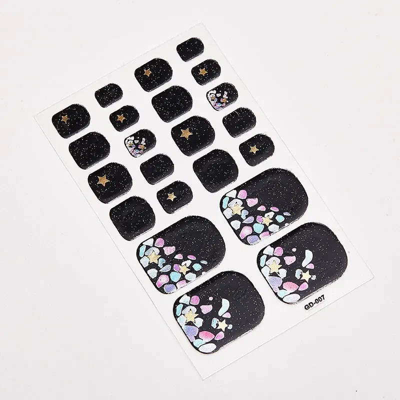 Color: GRAY - 22 Tips/Sheet Women Salon Nail Wraps DIY Self Adhesive Nail Sticker Decals Plain Stickers Nails Sticker Designer Designed