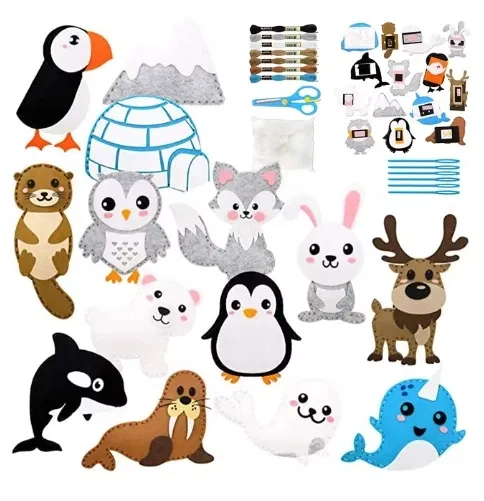 Color: DARK GRAY - Christmas Sewing Kit Animal Sewing Craft Kit Farm Animal Toy DIY Crafting Sewing Set Educational Craft Set For Children Gifts