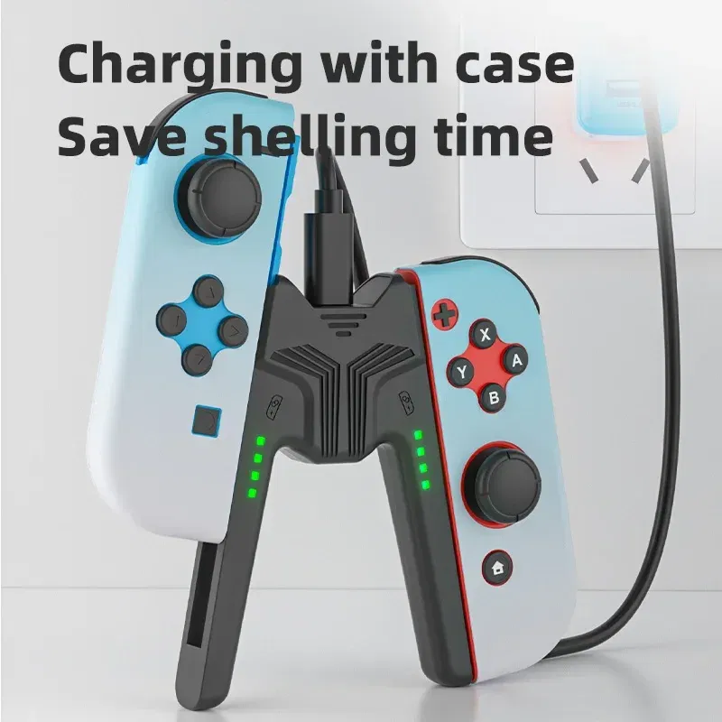 Color: Black - Aolion Charging Grip Bracket for Switch Joycon Handle Gaming Controller Grip Charging Station for Nintendo Switch Accessories