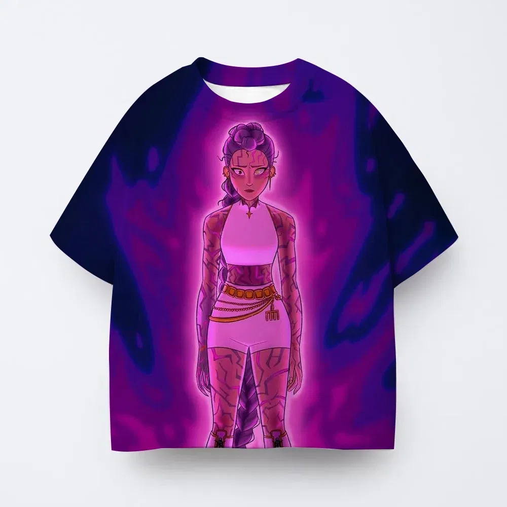 Color: GRAY, Kid Size: 6 - T-shirt anime Kpop witch hunting group 3D printing children's T-shirt fashion casual cartoon T-shirt girls' children's clothing