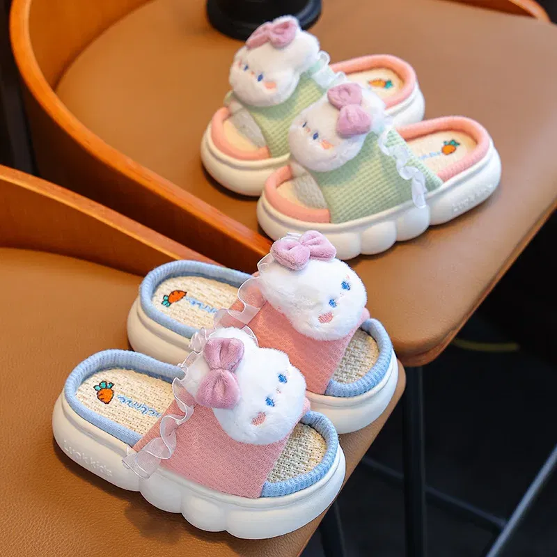 Color: Yellow, Shoe Size: 3.5 - Women's Slippers Casual Cute Cartoon Open Toe Platform Slippers Girls' Breathable, Lightweight, Non-slip Home Shoes