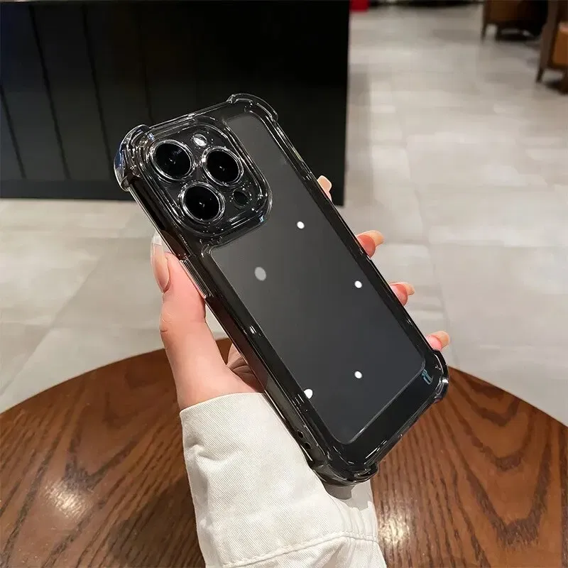 Material: Nylon, Color: black - Vanuoxin Luxury Shockproof Case for iPhone 15 14 13 12 11 Pro Max with Electroplat Button Bumper Phone Back Cover Clear & Black