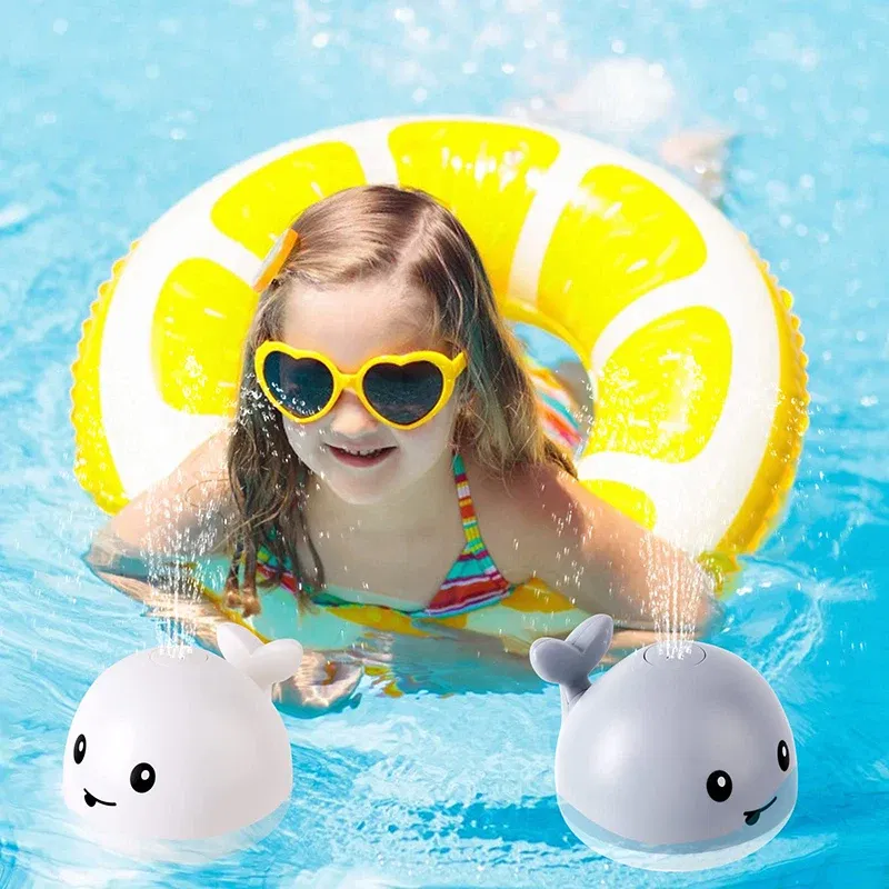 Color: Black - Upgraded Baby Rechargeable Bath Toy with Waterproof Light Up Whale Spray Water Bathtub for Toddlers Kids Pool Bathroom Toys