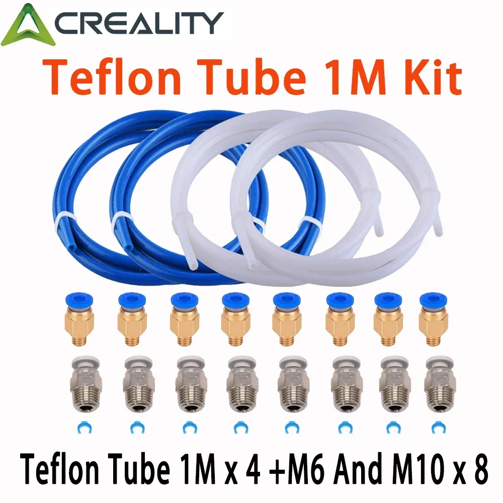 Color: Red - Creality 1M 2M 3D Printer PTFE Tube Bowden Tubing Upgrades with 8x PC4-M6/PC4-M10 3D Printer Bowden Tube for 1.75mm Filament