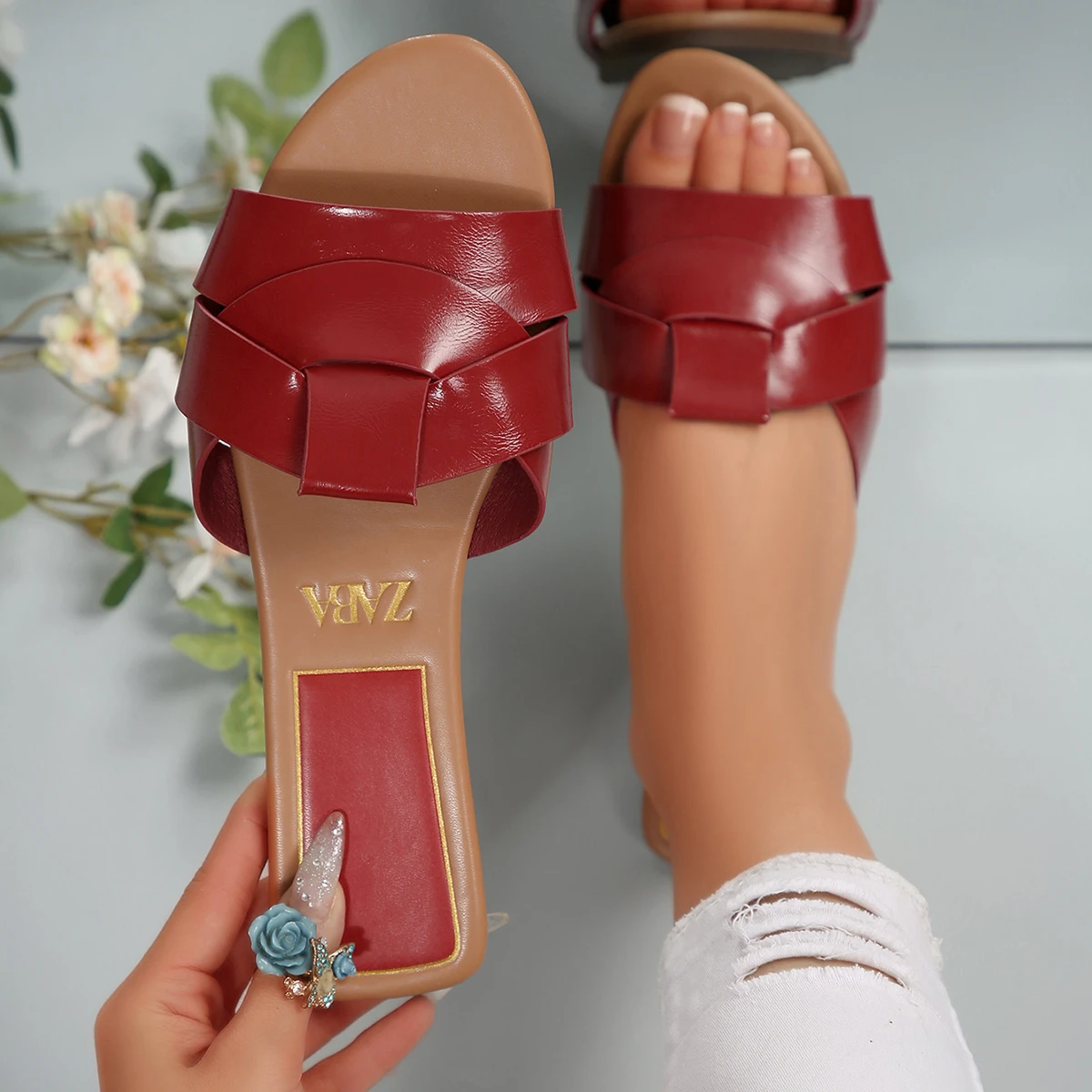 Color: Beige, Shoe Size: 37 - New Fashion Slippers Women Sexy Flat Sandals Casual Ladies Sand Beach Slippers Elegant Fish Mouth Slippers Women
