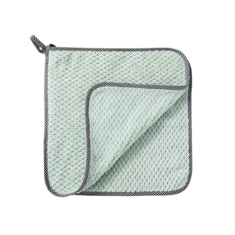 Color: Orange - Kitchen Daily Dish Towel Cloth Kitchen Rag Non-stick Oil Thickened Table Cleaning Cloth Double-layer Absorbent Microfiber