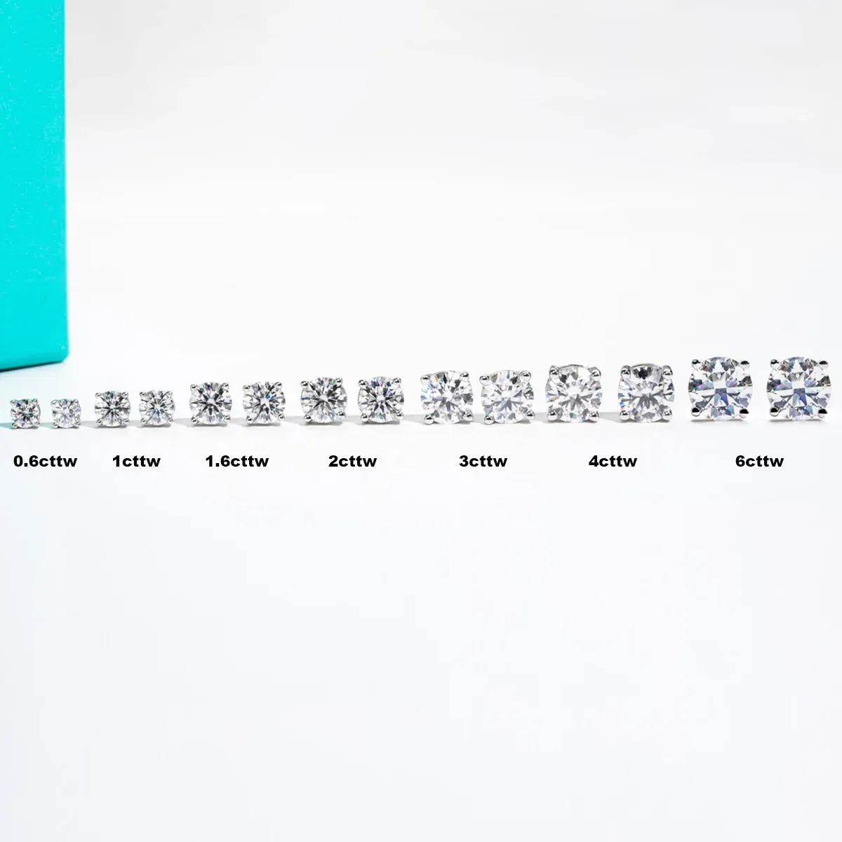 Gem Color: GRAY, Ships From: CHINA - AnuJewel 10k Gold 4/3/2/1.6/1/0.6ct Moissanite Stud Earrings For Women Real 10K Gold Post Anti-allergy Men Earrings Jewelry