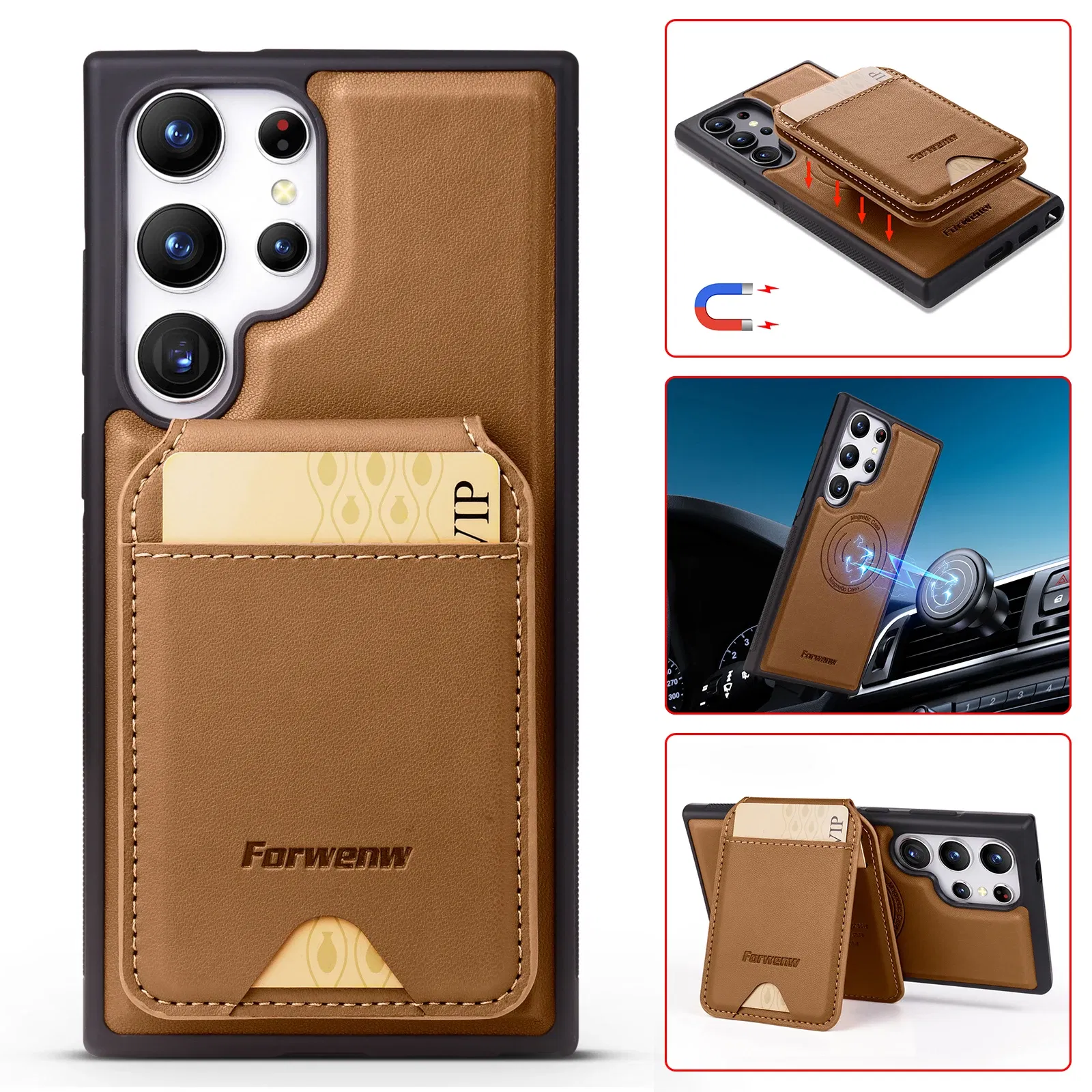 Color: WHITE, Compatibility by Model: Galaxy A16 - Leather Case For Samsung Galaxy A16 A36 A56 A55 A35 A15 A25 S25 S24 Ultra S23 S22 Plus + 2 in 1 Detachable Vertical Wallet Cover