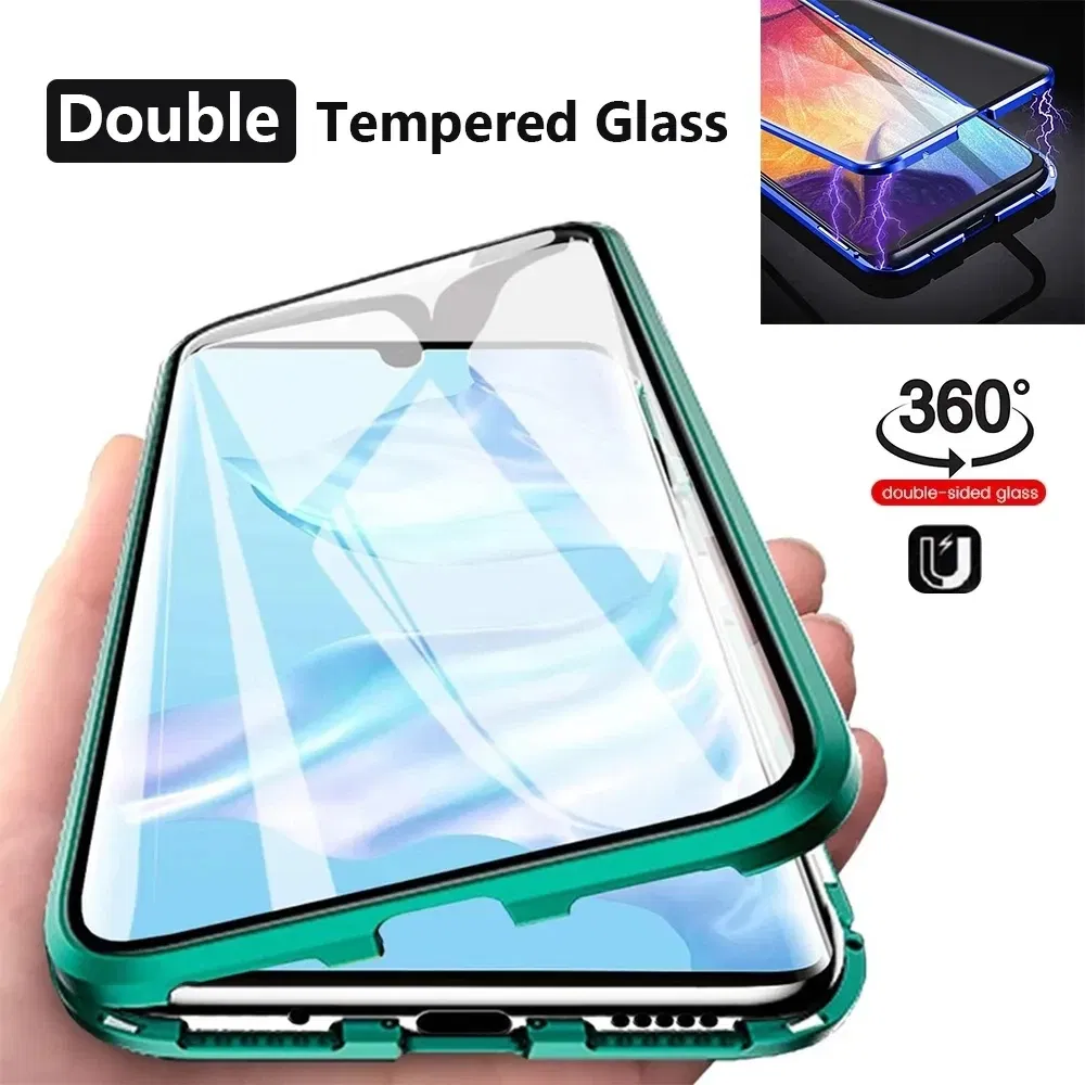 Color: black, Bundle: Case & Screen Protector, Material: Nylon - 360 Full Protection Metal Magnetic Case For Honor X9b X6 X8A 5G X9 4G X9A 5G Double-Sided Glass Transparent Cover Cases