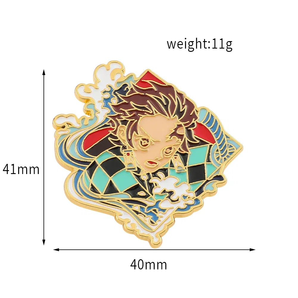 Metal color: Rhodium Plated, Ships From: CHINA - Anime Demon Slayer Figure Enamel Pins KamadoTanjirou Metal Badge Brooch for Jacket Accessories for Fans Gifts