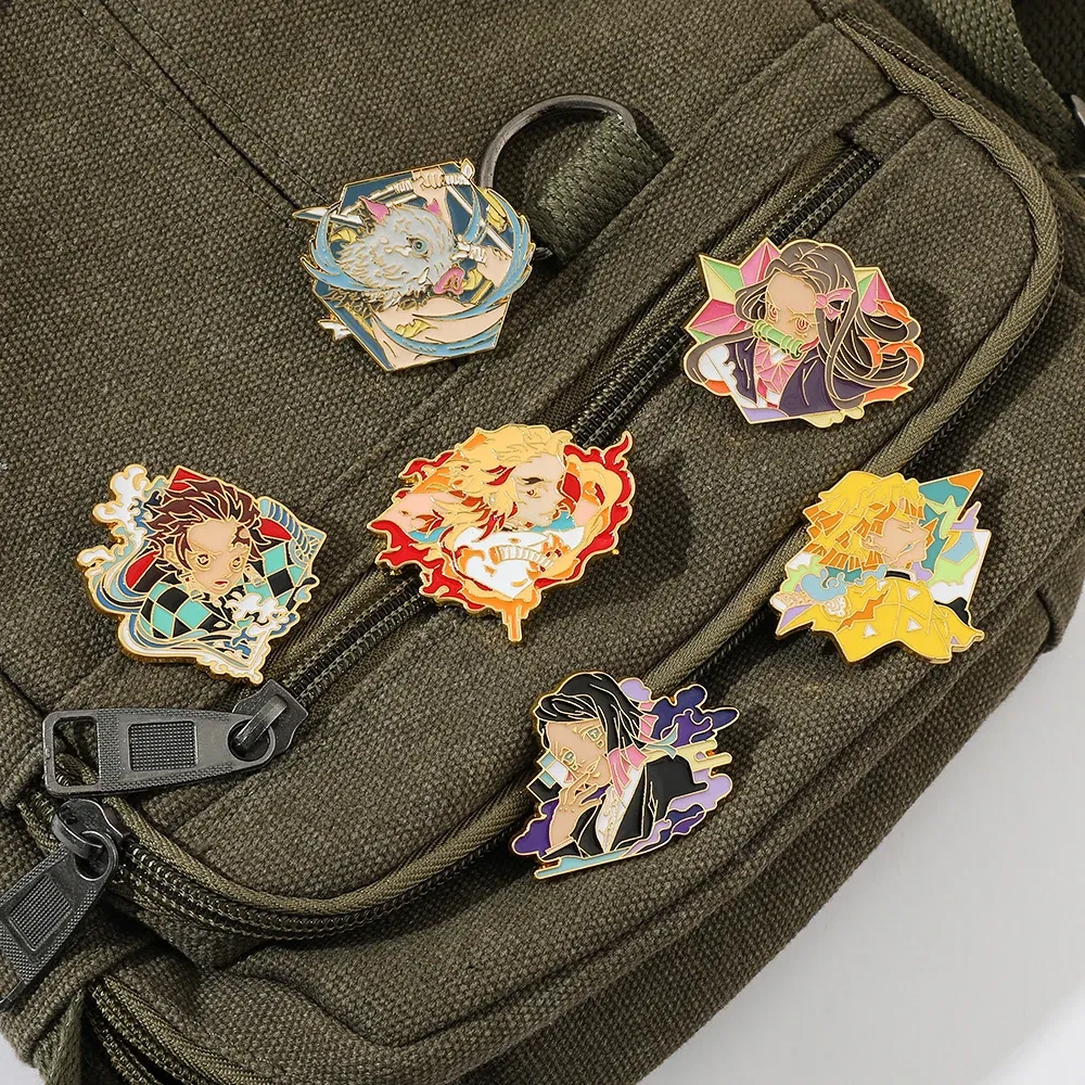 Metal color: Rhodium Plated, Ships From: CHINA - Anime Demon Slayer Figure Enamel Pins KamadoTanjirou Metal Badge Brooch for Jacket Accessories for Fans Gifts