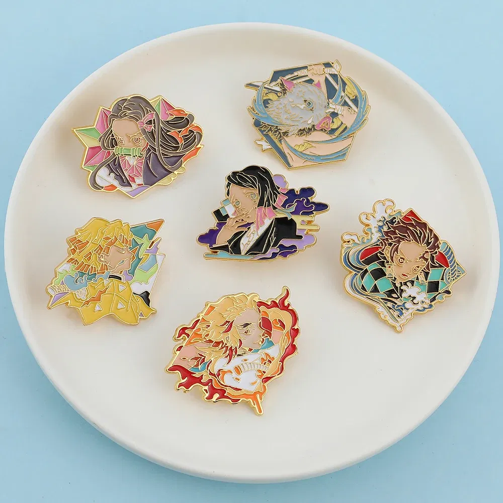 Metal color: Rhodium Plated, Ships From: CHINA - Anime Demon Slayer Figure Enamel Pins KamadoTanjirou Metal Badge Brooch for Jacket Accessories for Fans Gifts