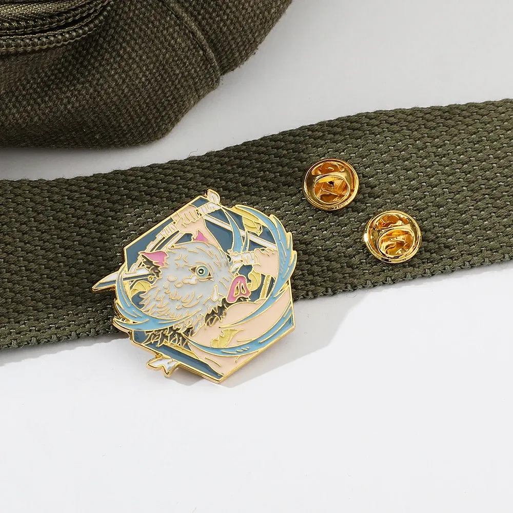 Metal color: Rhodium Plated, Ships From: CHINA - Anime Demon Slayer Figure Enamel Pins KamadoTanjirou Metal Badge Brooch for Jacket Accessories for Fans Gifts