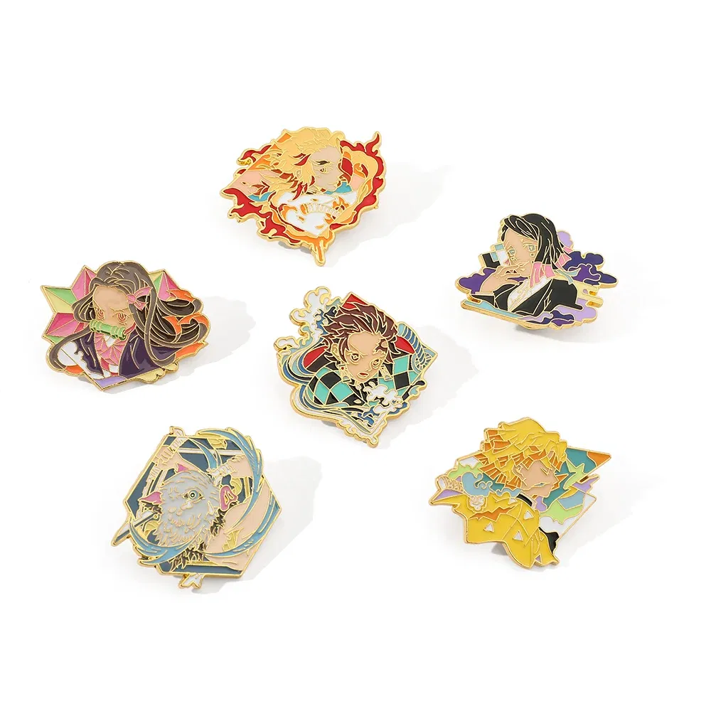 Metal color: Rhodium Plated, Ships From: CHINA - Anime Demon Slayer Figure Enamel Pins KamadoTanjirou Metal Badge Brooch for Jacket Accessories for Fans Gifts
