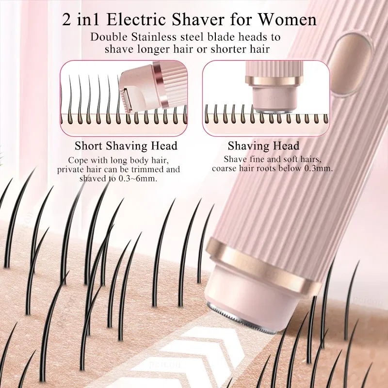 Color: PURPLE - Women Epilator Dual Head Facial Electric Razor Body Shaver for Shaving Bikini Trimmer Area Leg Waterproof Female Hair Removal