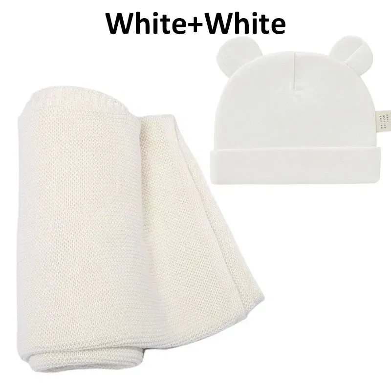 Color: GRAY, Size: Option 2, Ships From: CN - Personalized Baby Name Newborn Cotton Beanie and Knitted Blanket Set Embroidered Name Covering and Cute Hat Gift Set