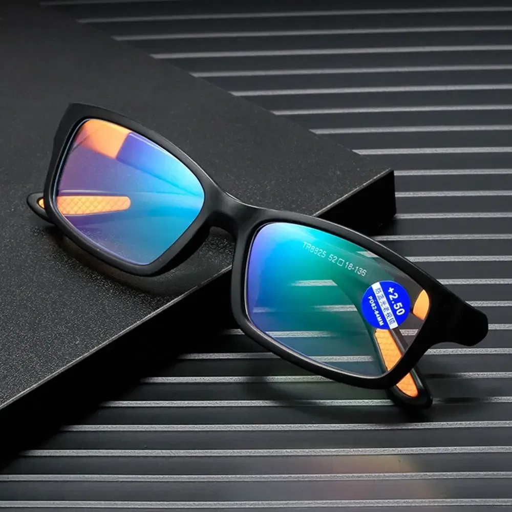 Frame Color: green, Eye Prescription: +75 - Reading Glasses Men Fashion Sports Anti-blue Light Blocking Reading Eyewear Grey Red TR90 Frame Presbyopia Eyeglasses