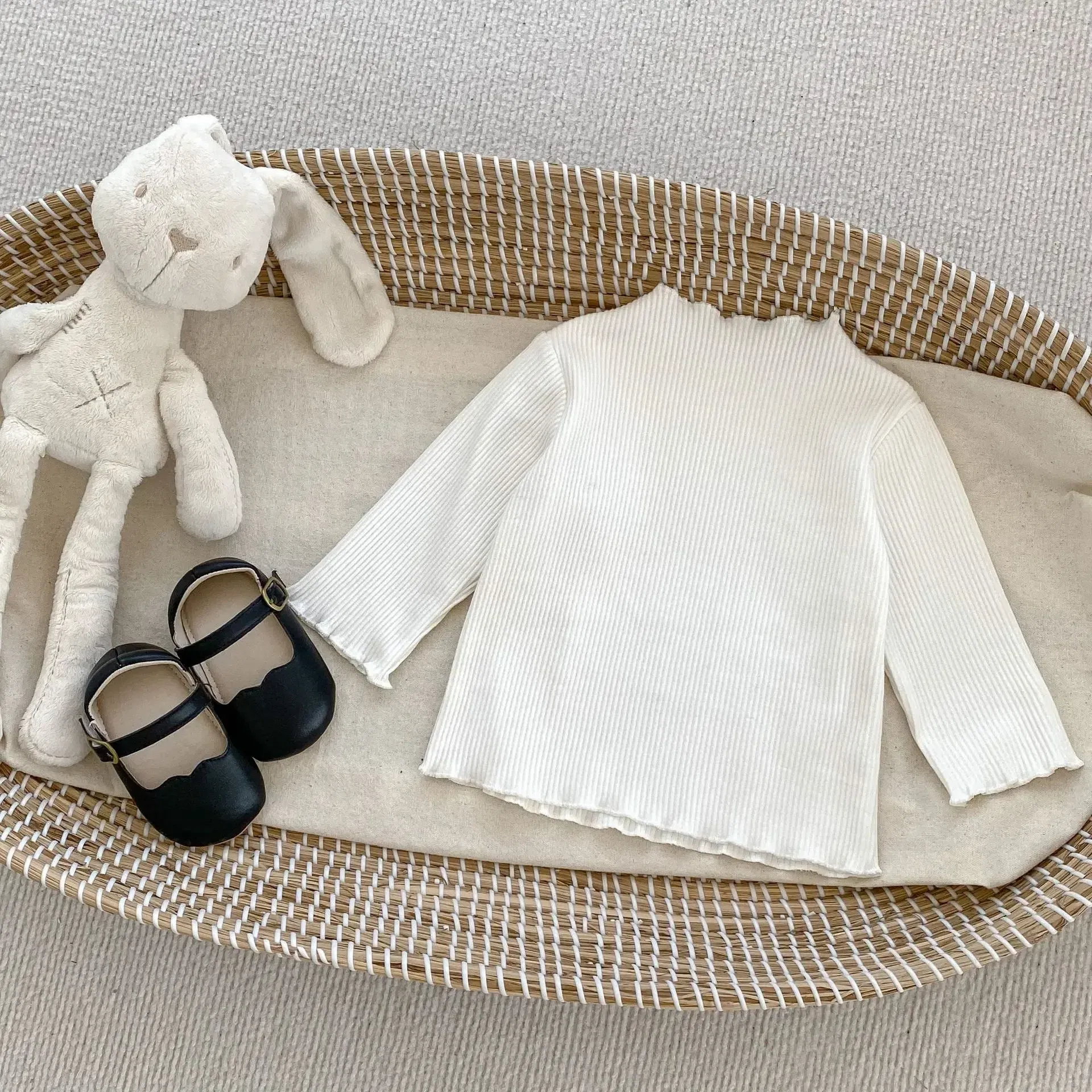 Color: Gold, Kid Size: 6M - New Baby Long Sleeve T Shirt Girls Cotton Casual Tees Infant Ruffled Versatile Shirts Kids Floral Striped Bottoming Tops